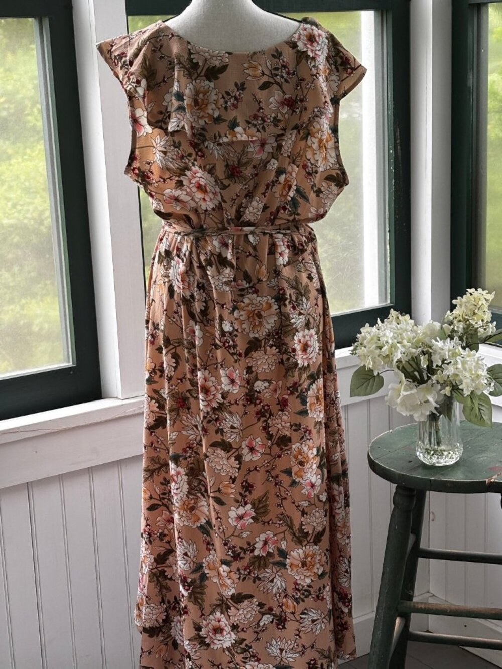 Arianna by Howard's Beige Botanical Floral Hi-Low Wrap Dress NWT Size XL - Picture 3 of 6